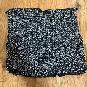 Brandy Melville smocked floral tube top crop top